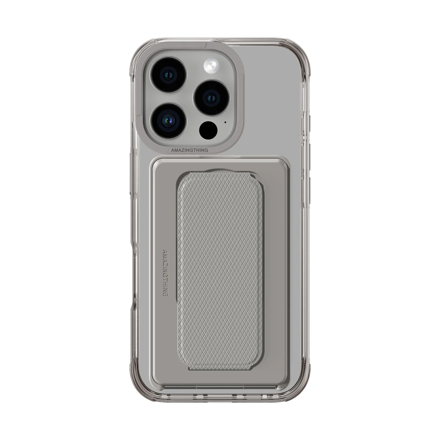 كفر AmazingThing Omni MagSafe مقاوم للسقوط مع حاملة لهاتف iPhone 16 Pro – رمادي
