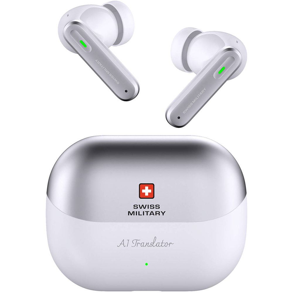 سماعات أذن لاسلكية Swiss Military Delta AI Smart Translator - أبيض