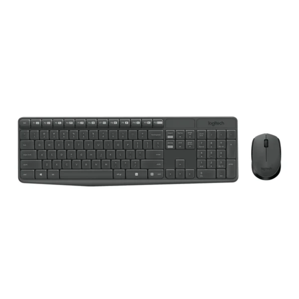 طقم كيبورد وماوس لاسلكي Logitech MK235 (إنجليزي/عربي) – أسود
