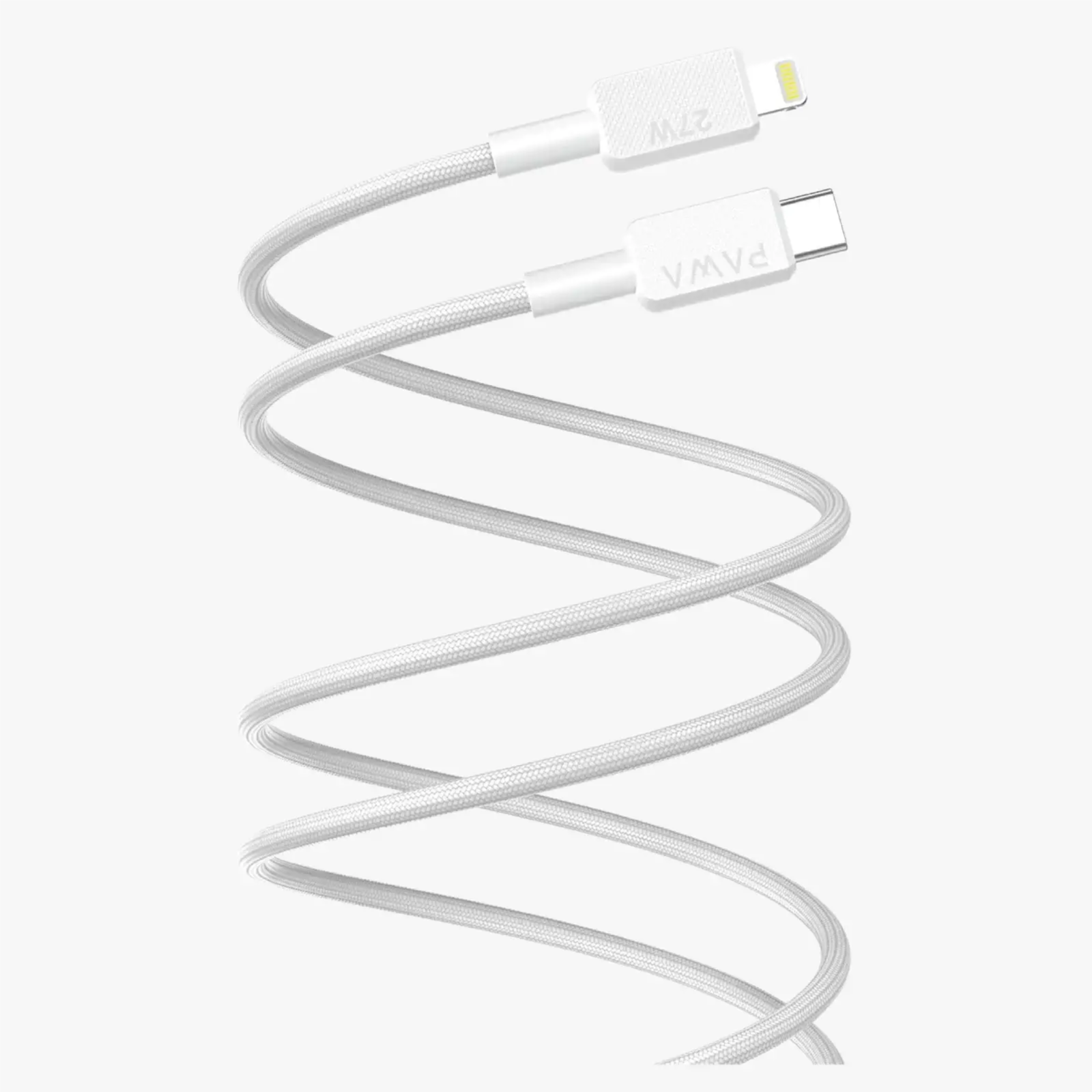 كابل Pawa El Caro Series USB-C إلى Lightning 27W Premium Braided 1.2m - أبيض
