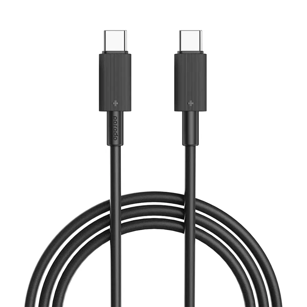 بورودو كابل شحن متين من USB-C إلى USB-C بقوة 60 واط بطول 3 متر (PDCBL0007) أسود