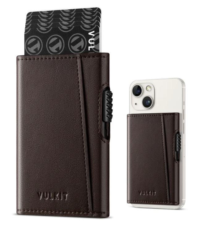 VULKIT VC312- محفظة Magsafe مع خاصية حجب RFID المغناطيسية، متوافقة مع iPhone - Espresso