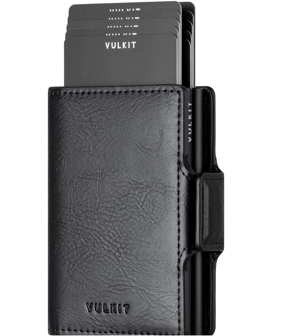 VULKIT VC200D - حامل بطاقات ألومنيوم مزدوج لمزيد من محفظة التخزين - أسود متقاطع
