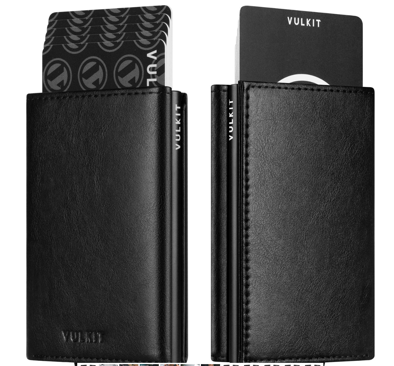 VULKIT VC208- RFID نافذة محفظة جلدية لبطاقة الهوية مع حجرة الأوراق النقدية - CF أسود