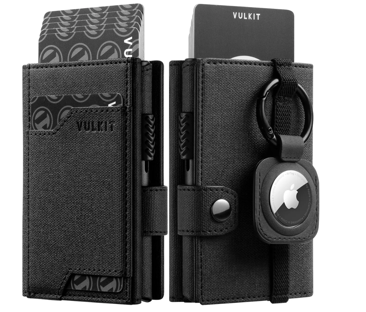 VULKIT VC311 - محفظة الأوراق النقدية ونافذة الهوية مع حامل بطاقة هوائية قابل للإزالة (لا يشمل بطاقة الهواء) باللون الأسود