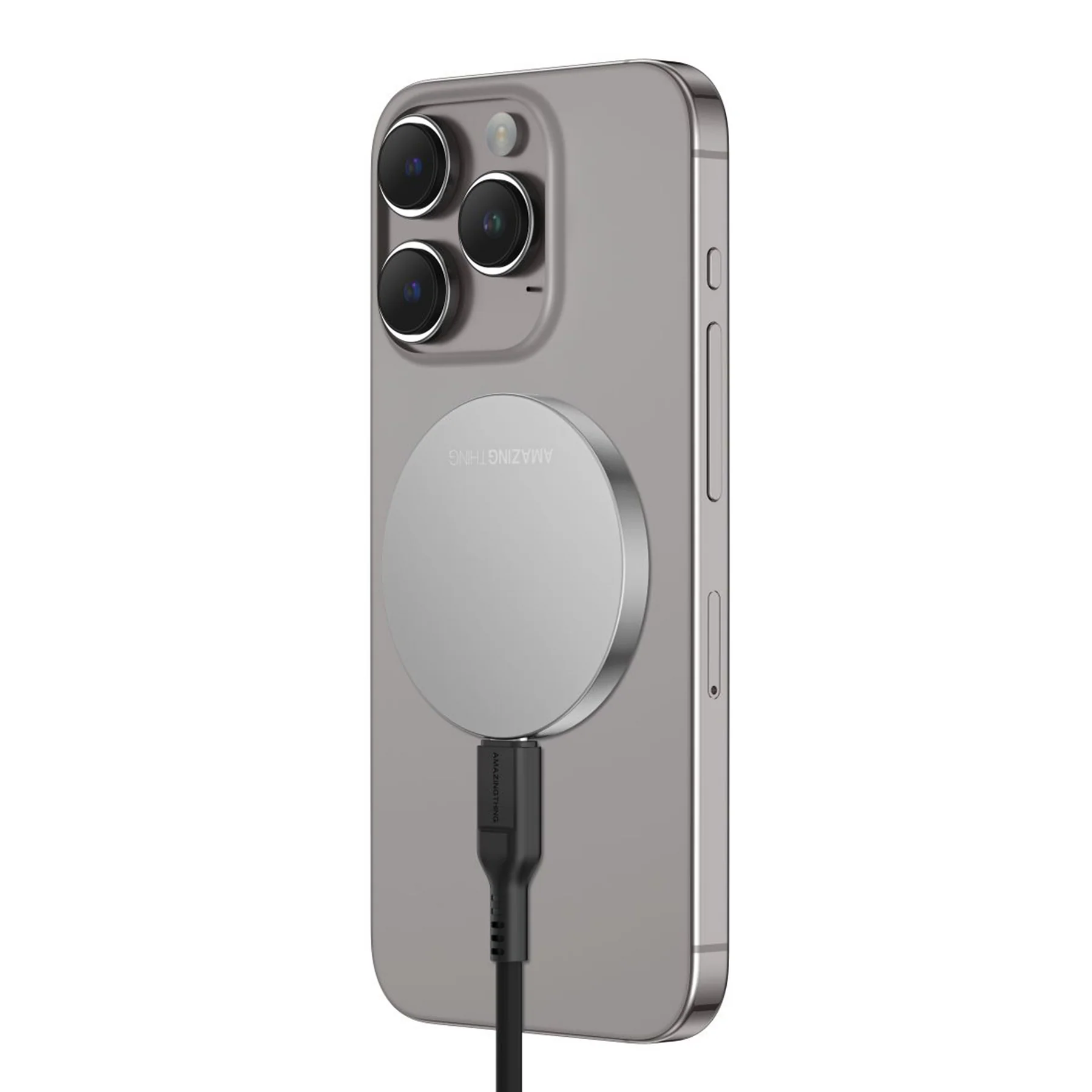 قاعدة شحن مغناطيسية AmazingThing Thunder Pro بقوة 15 واط مع كابل USB-C (W743) فضية