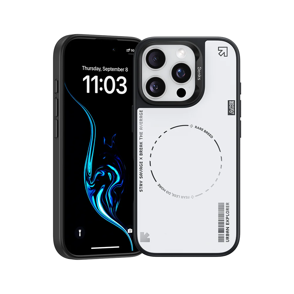 كفر Benks Dynamic Basis لهاتف آيفون 16 برو – أبيض