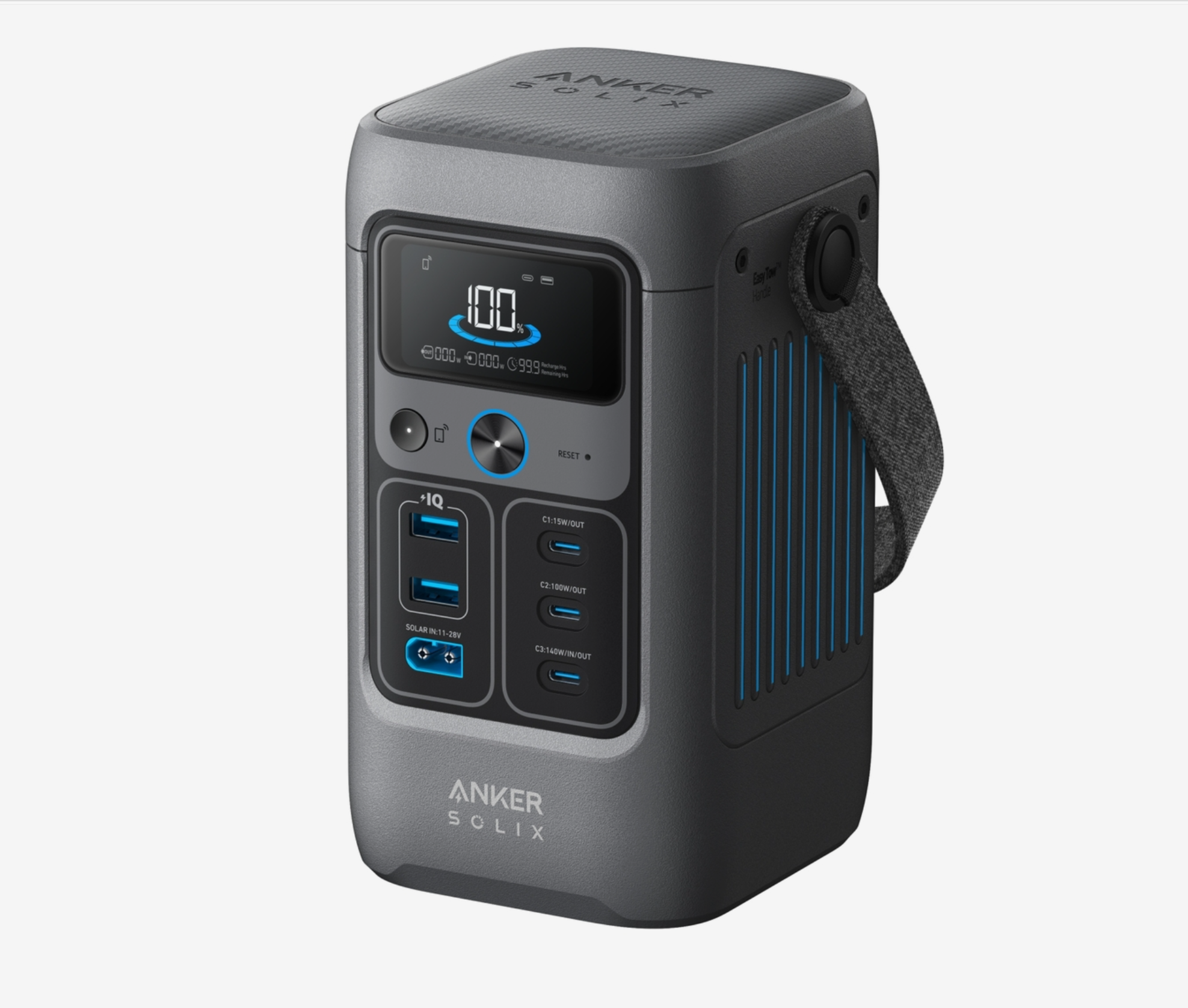 محطة طاقة محمولة Anker SOLIX C200 DC 60000 مللي أمبير في الساعة 192 وات في الساعة | 200 وات (A17270Z1) رمادي داكن