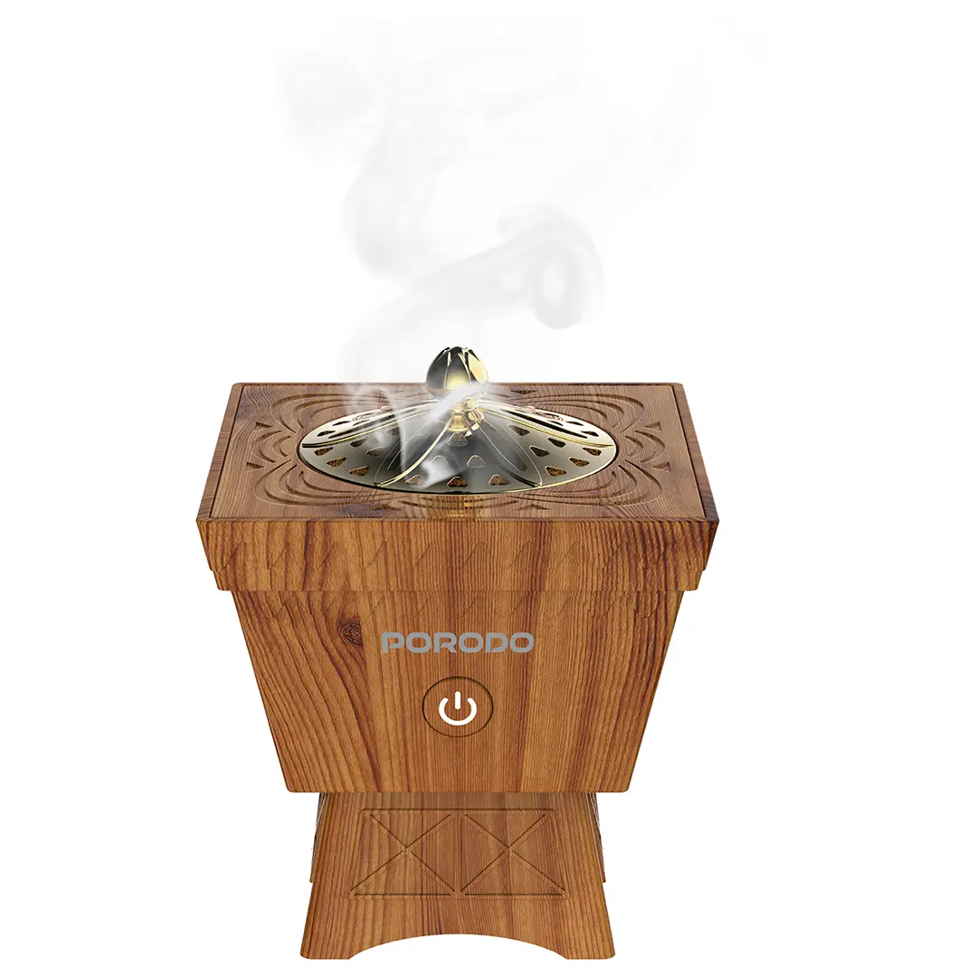 مبخرة Porodo المحمولة بتصميم خشبي كلاسيكي  – بني