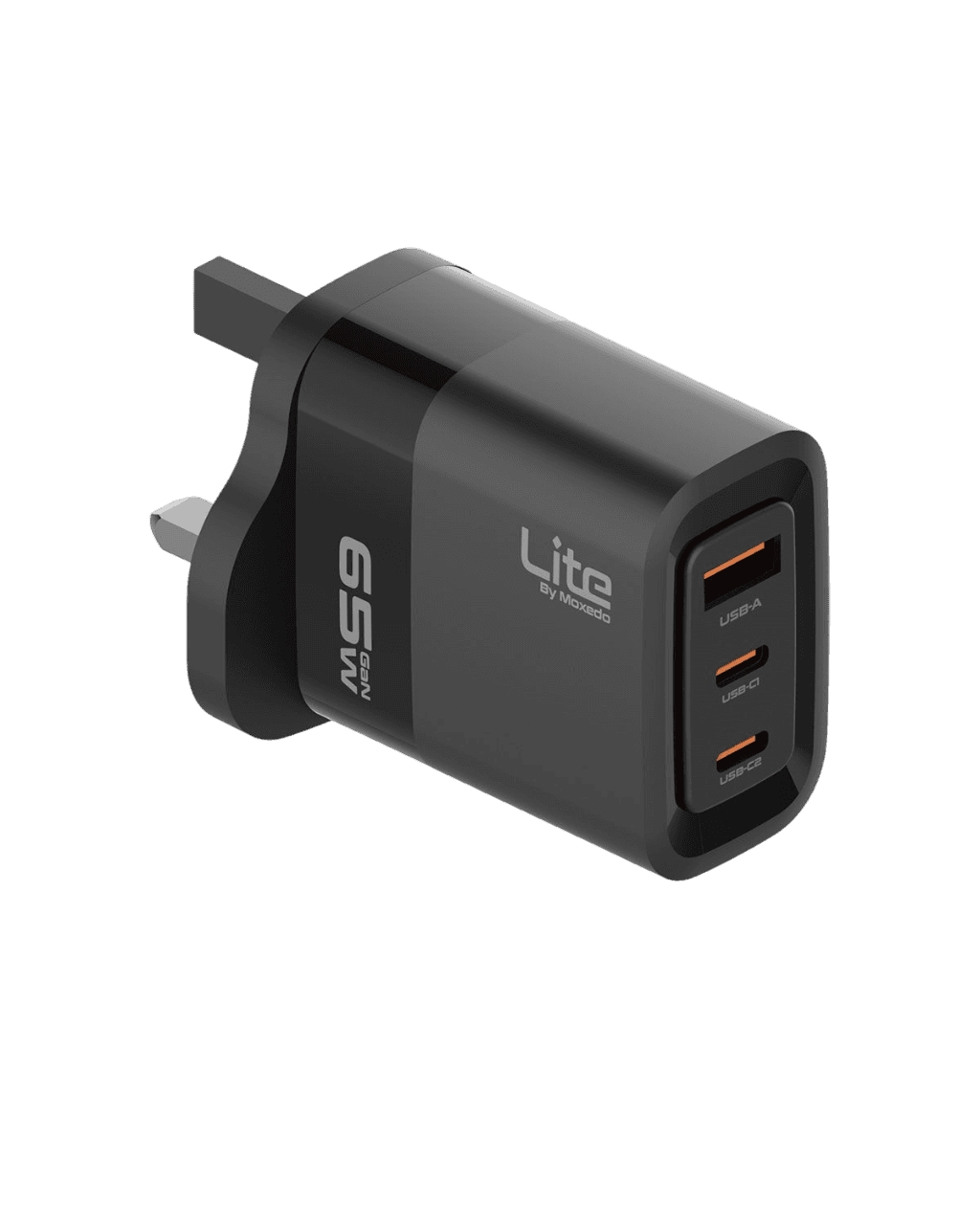 شاحن Moxedo Lite 65W GaN وكابل USB-C - أسود
