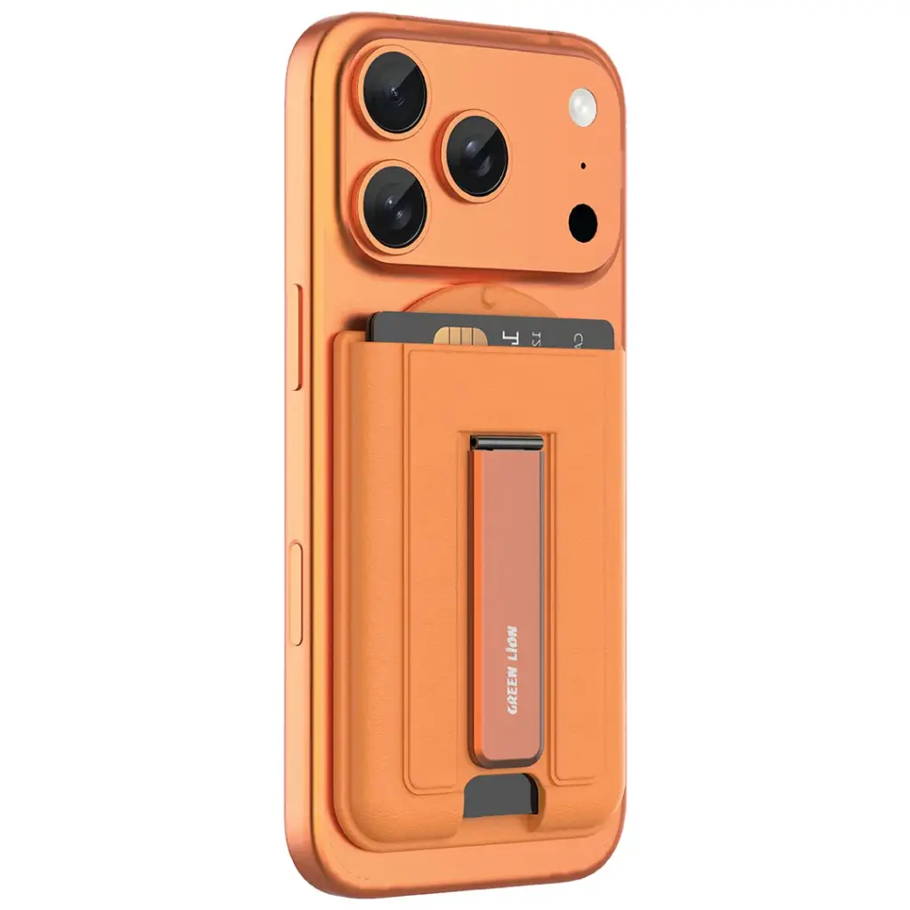 محفظة بطاقات مغناطيسية مع حامل Green Lion Mag Wallet Kickstand (GX-78) – برتقالي