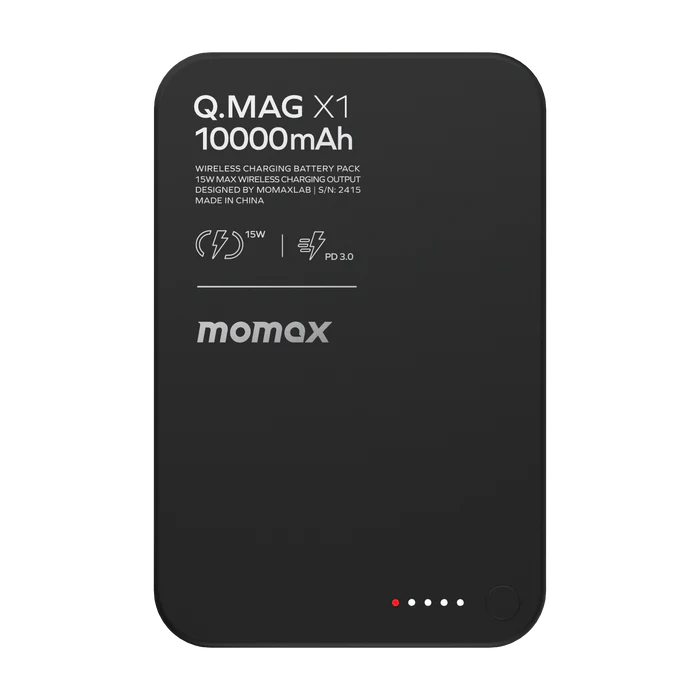 باور بانك  اللاسلكي Momax Q.MAG X1 10000mAh 15W MagSafe - أسود