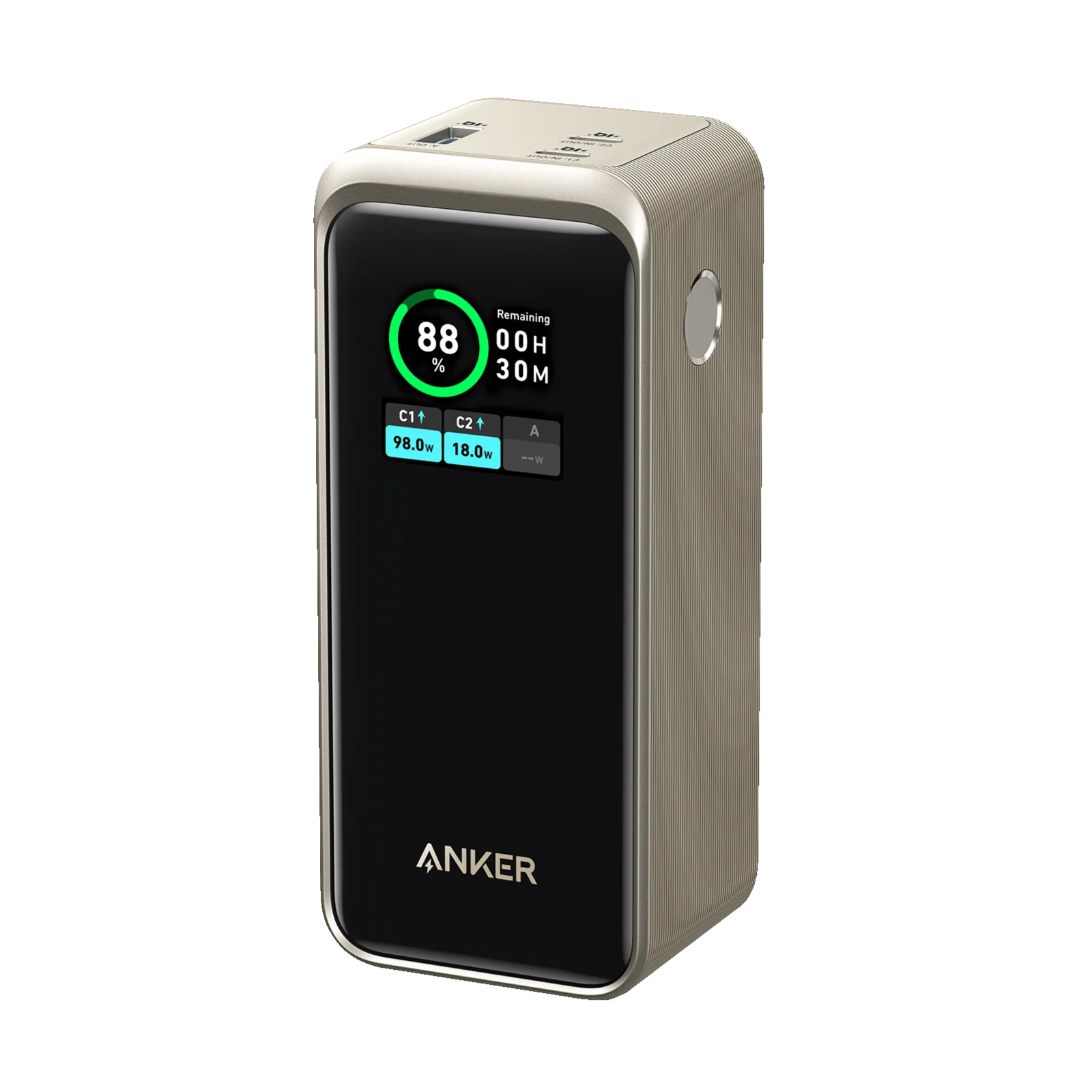 باور بنك سريع الشحن لأجهزة متعددة 20000mAh بقوة 200W من Anker Prime - ذهبي