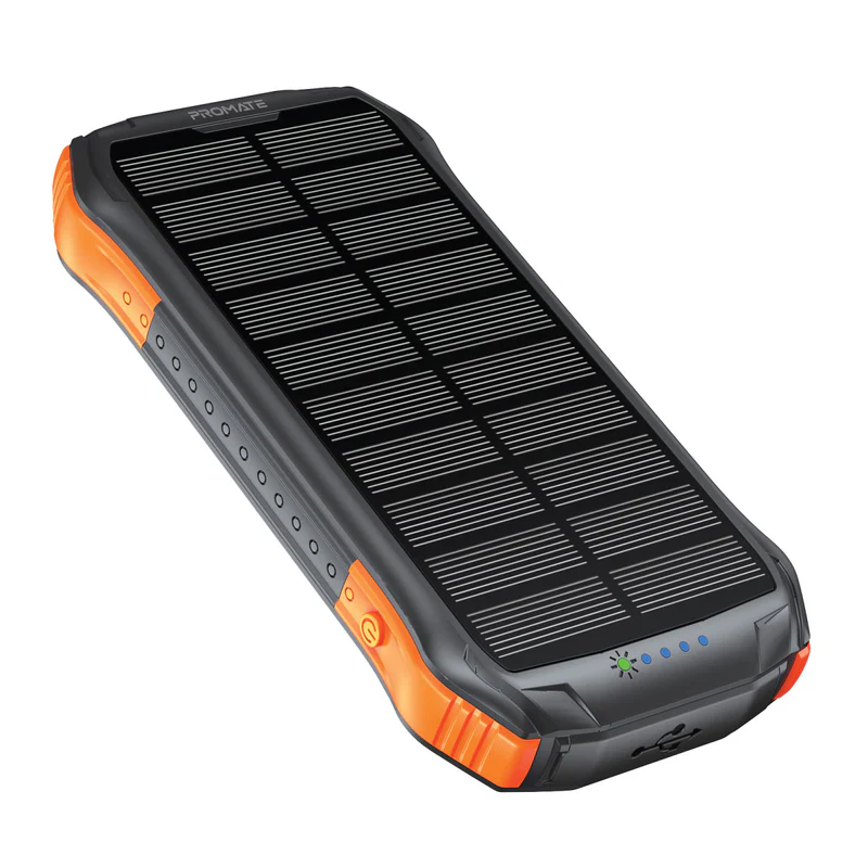 باور بنك بالطاقة الشمسيه Promate Rugged EcoLight بسعة 10000mAh