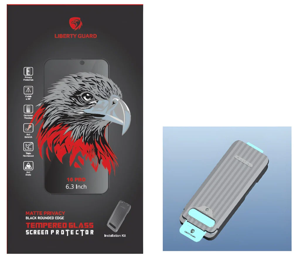 حماية شاشة زجاجية Liberty Guard خصوصية مطفية (Matte) للآيفون 16 برو