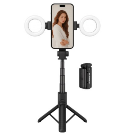 عصا سيلفي Plokama Live-M5 Pro 3 في 1 مع حامل ثلاثي (Tripod) – أسود