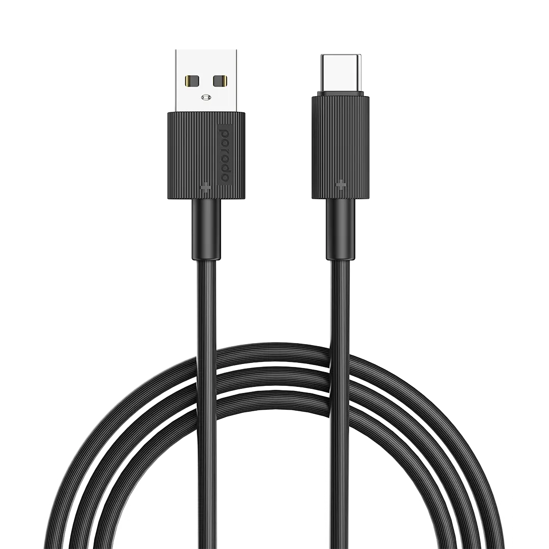 كابل شحن متين USB-A إلى Type-C من بورودو بطول 3 متر - أبيض