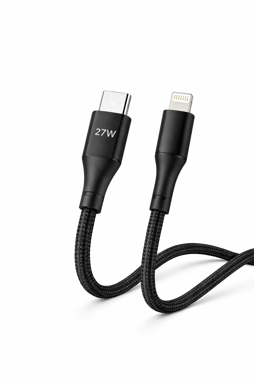 كابل Microdigit من النوع C إلى Lightning لشحن البيانات من النايلون بقوة 27 وات (MC311PD) أسود