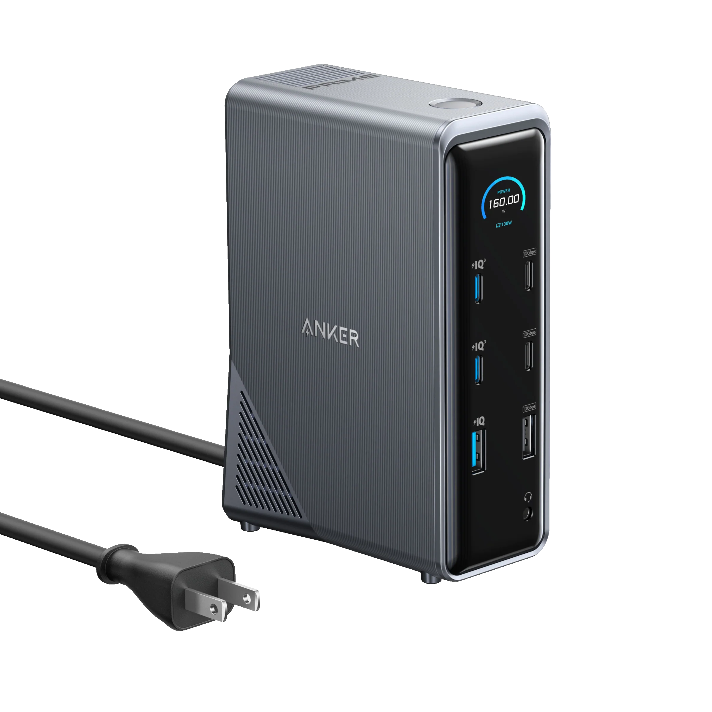 14 في 1 محطة شحن Prime مع عرض مزدوج 160 واط من Anker - رمادي