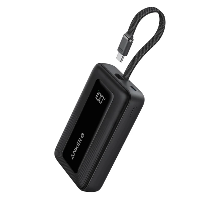 باور بانك أنكر زولو بقوة 10 كيلو وقوة 30 واط وكابل USB-C مدمج (A1688H11) أسود
