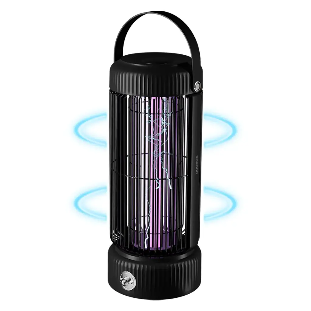 قاتل الحشرات المتنقل قابل للشحن مع مصباح LED - أسود