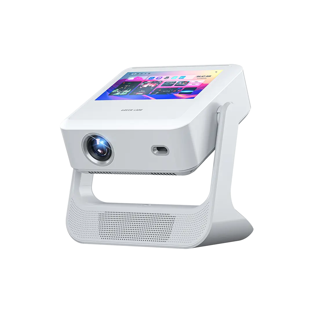 بروجكتر Green Lion Orion المحمول مع شاشة ذكية ودعم 4K (GPJ4K4) باللون الأبيض