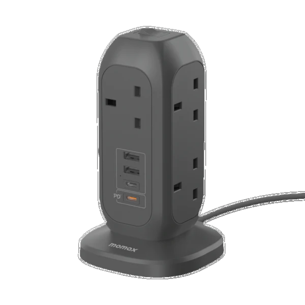 Momax 11 In 1 Smart-Hub Tower Power Strip - US18UKE - Black