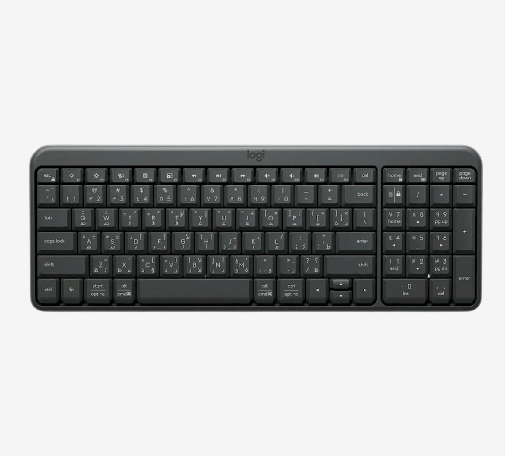 كيبورد Logitech K250 اللاسلكي المدمج (عربي/إنجليزي) - أسود