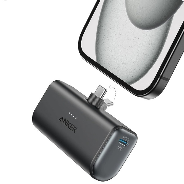 باور بانك أنكر نانو بقوة 5000 مللي أمبير مع منفذ USB-C مدمج - أسود