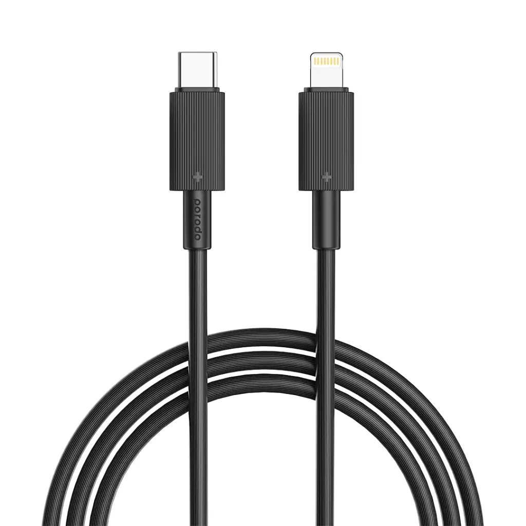 Porodo USB-C to Lightning Durable Charging Cable 3m (PDCBL0008) Black