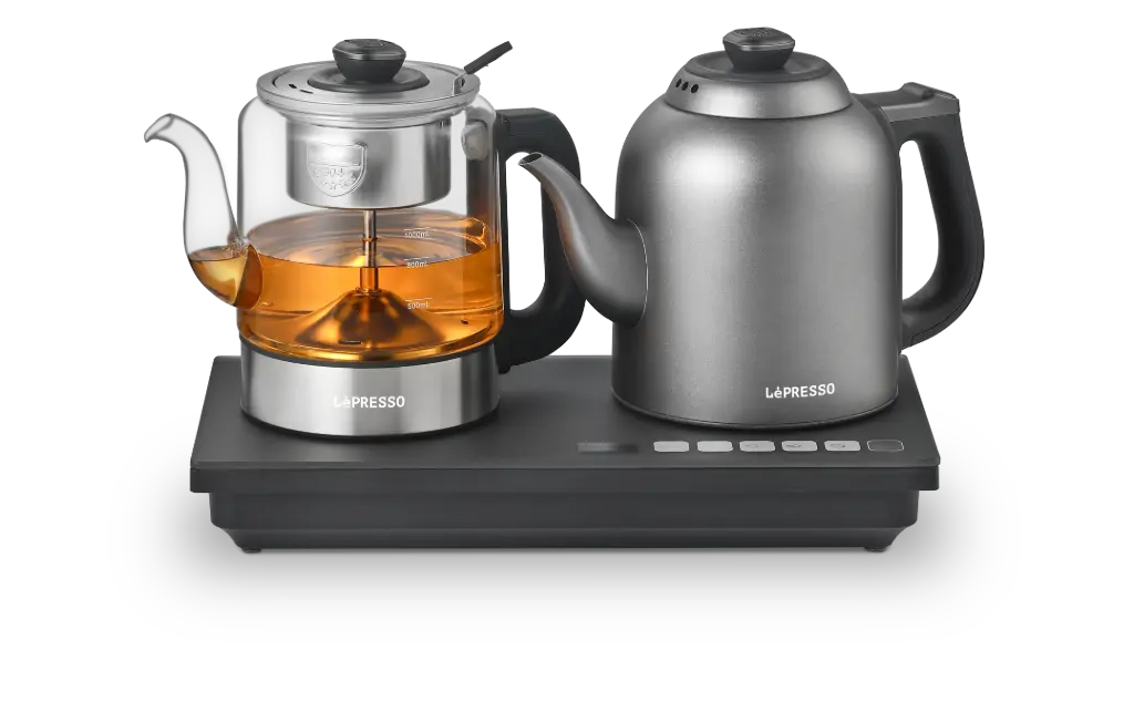 جهاز تحضير الشاي وغلاية ماء AuraBrew مع شاشة تفاعلية 1200 مل من LePresso - رمادي