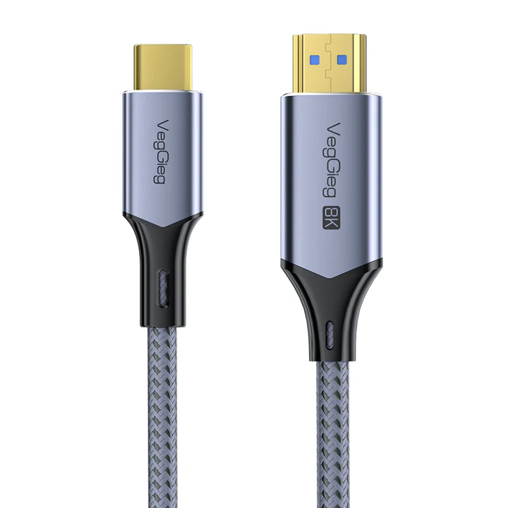 كيبل Veggieg USB-C إلى HDTV بدقة 8K بطول 2 متر (V-Z104) - رمادي