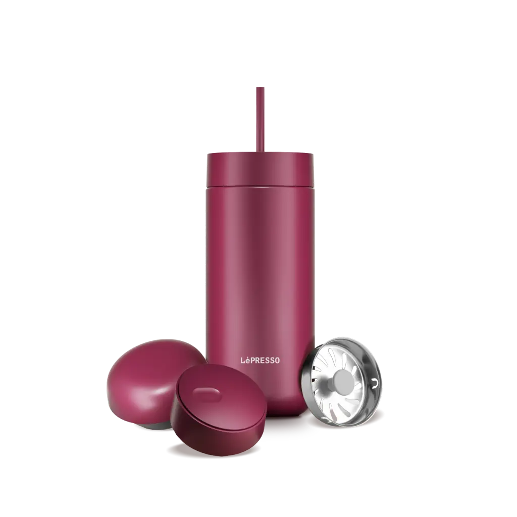 كوب حراري  LePresso TripleQuench بغطاء 3 في 1 سعة 470 مل - عنابي