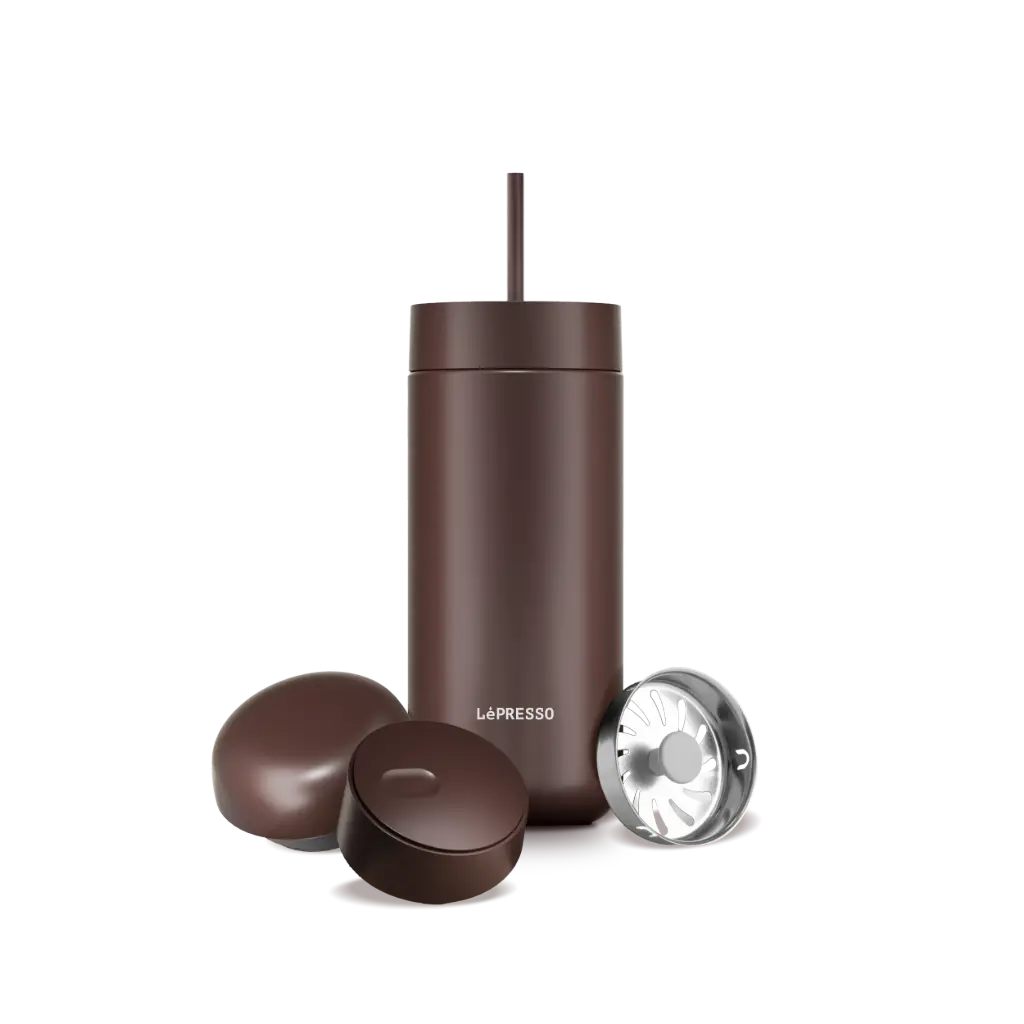 كوب حراري LePresso TripleQuench بغطاء 3 في 1 سعة 470 مل - بني