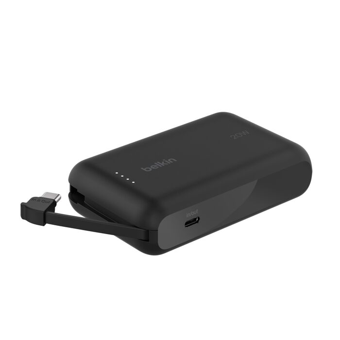 باور بانك Belkin BoostCharge سعة 10K مع كيبل مدمج - أسود