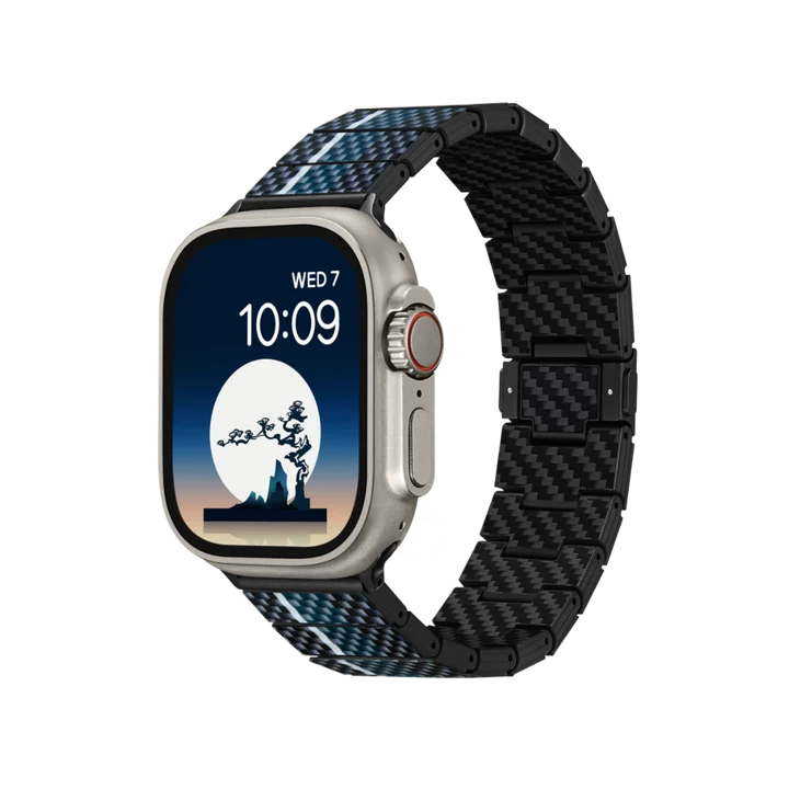 سير Apple Watch من ألياف الكربون Dreamland Chroma بلون Moon من Pitaka - كل المقاسات