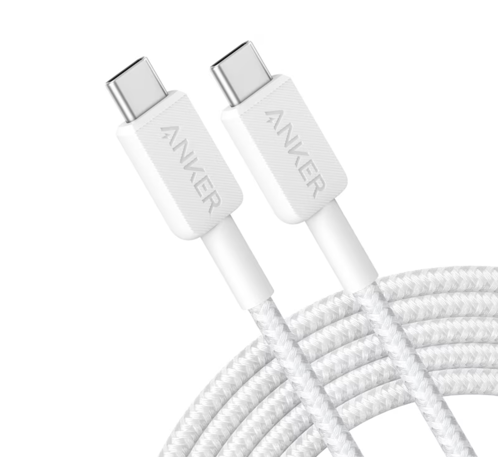 كابل Anker 322 USB-C إلى USB-C بطول 10 قدم - أبيض