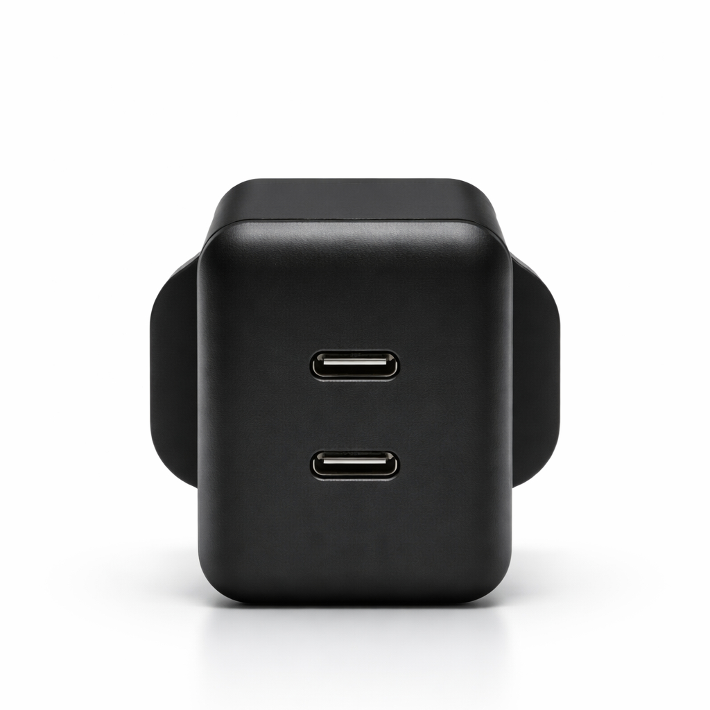 شاحن Qable  السريع بتقنية GaN بقوة ٤٥ واط بمنفذي  USB-C  - أسود