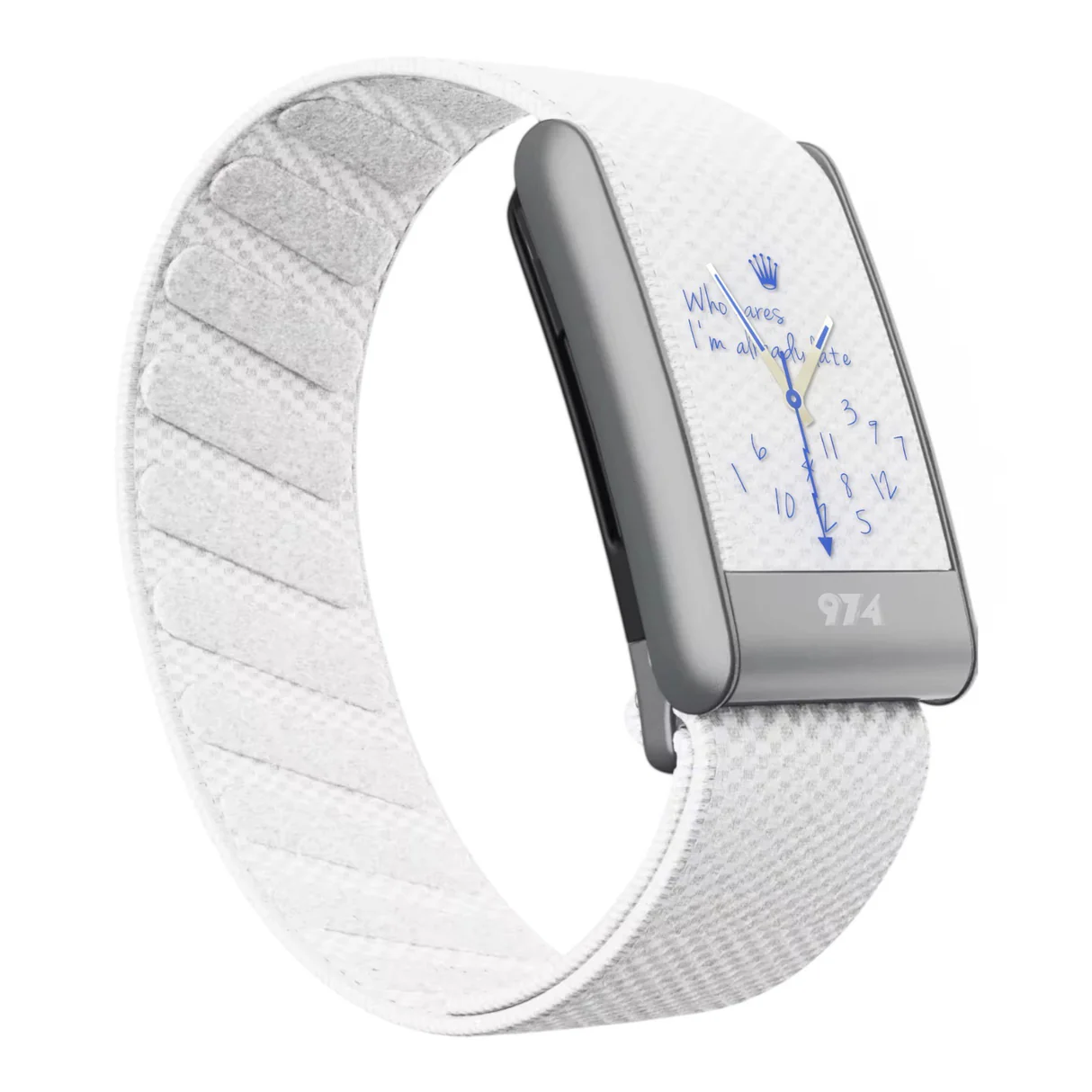سير 974 Bands Clock Sketch Design Peak Soft Fabric لجهاز Whoop 5.0 - أبيض