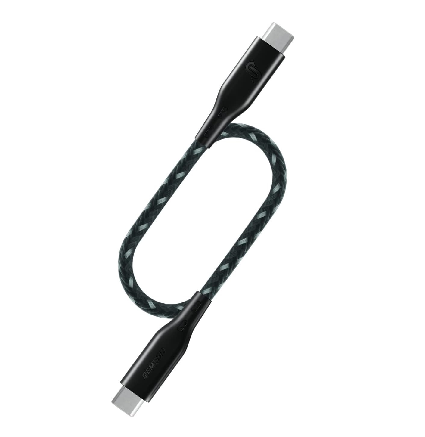 كيبل Remson Rapid-Link USB-C إلى USB-C نايلون مجدول 0.3 متر (C2131) - أسود