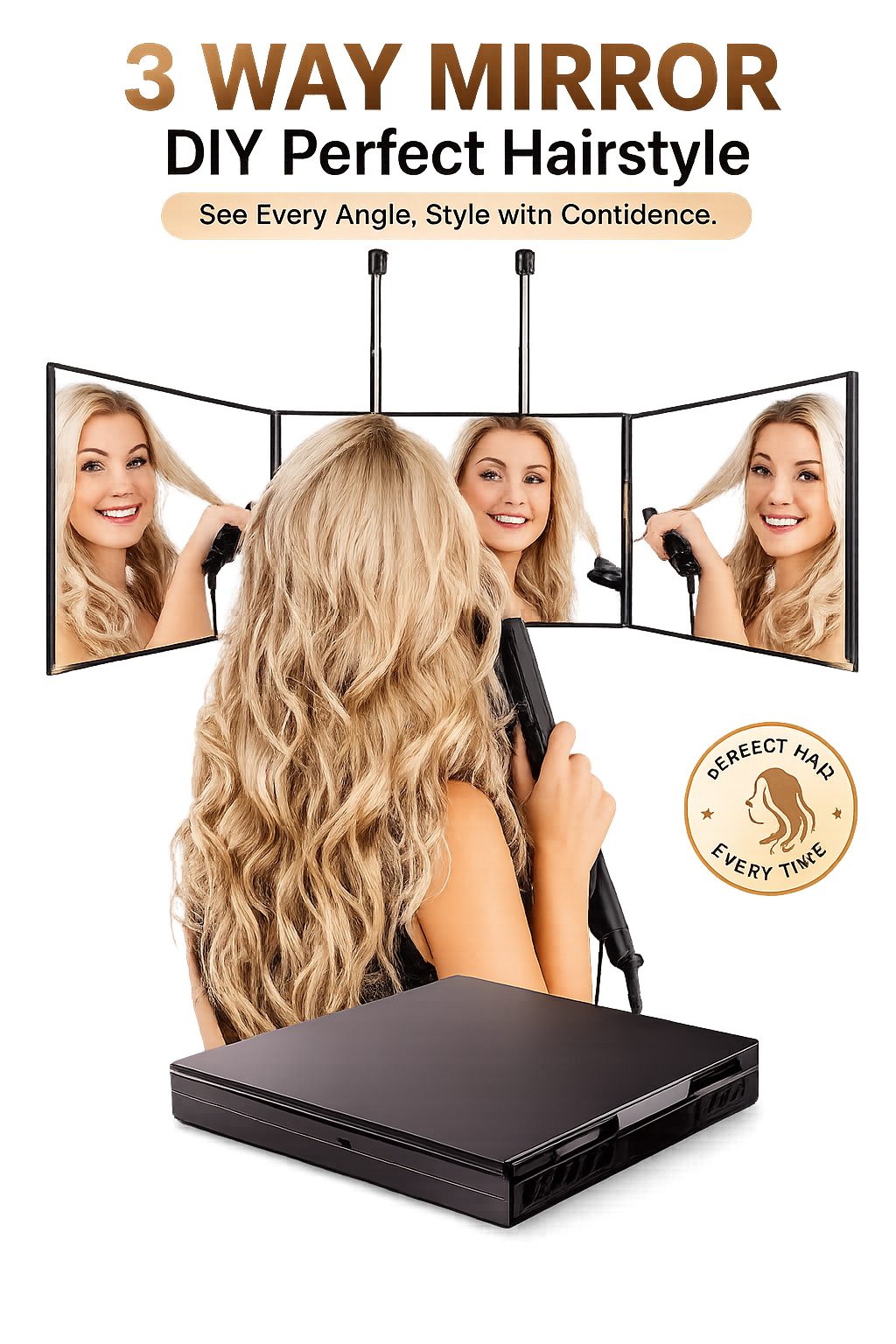 مرآة ثلاثية 3 Way Mirror لتصفيف الشعر