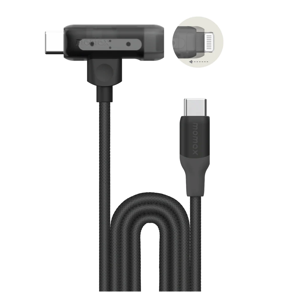 كابل Momax 1-Link Flow Duo 2 في 1 USB-C وLightning بطول 1.5 متر (DL56) - أسود