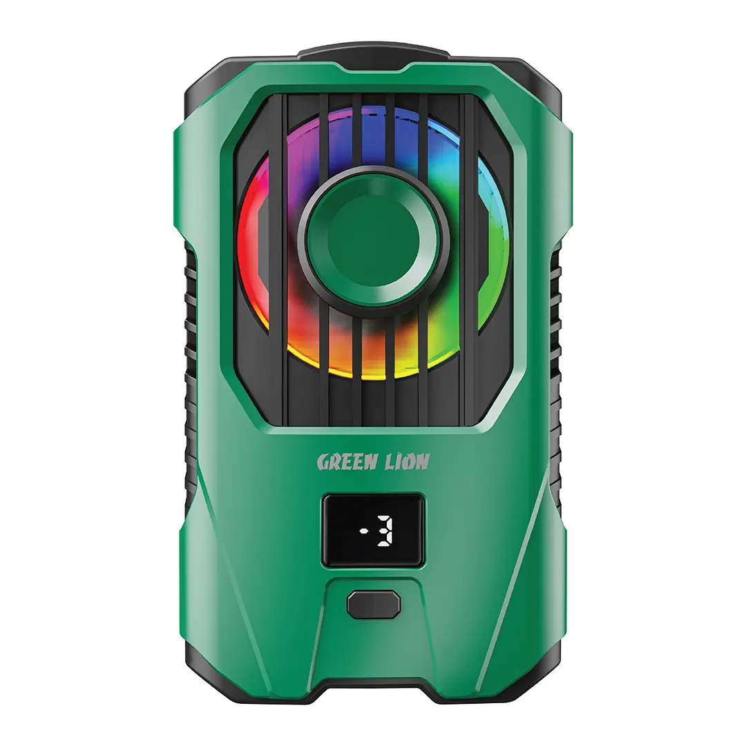 Green Lion Antartica Clip-On Phone Cooler with Digital Display & RGB Light (GWC-16) Green