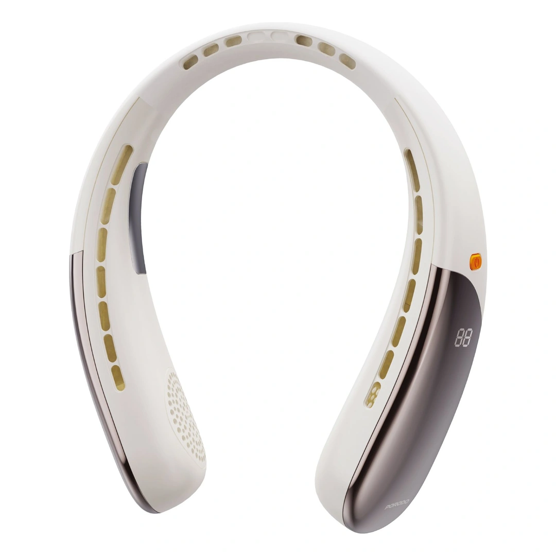 Porodo Chillo Zen Neck-Hanging Cooling Fan with Intelligent Display (PDLFSTZH39) Beige