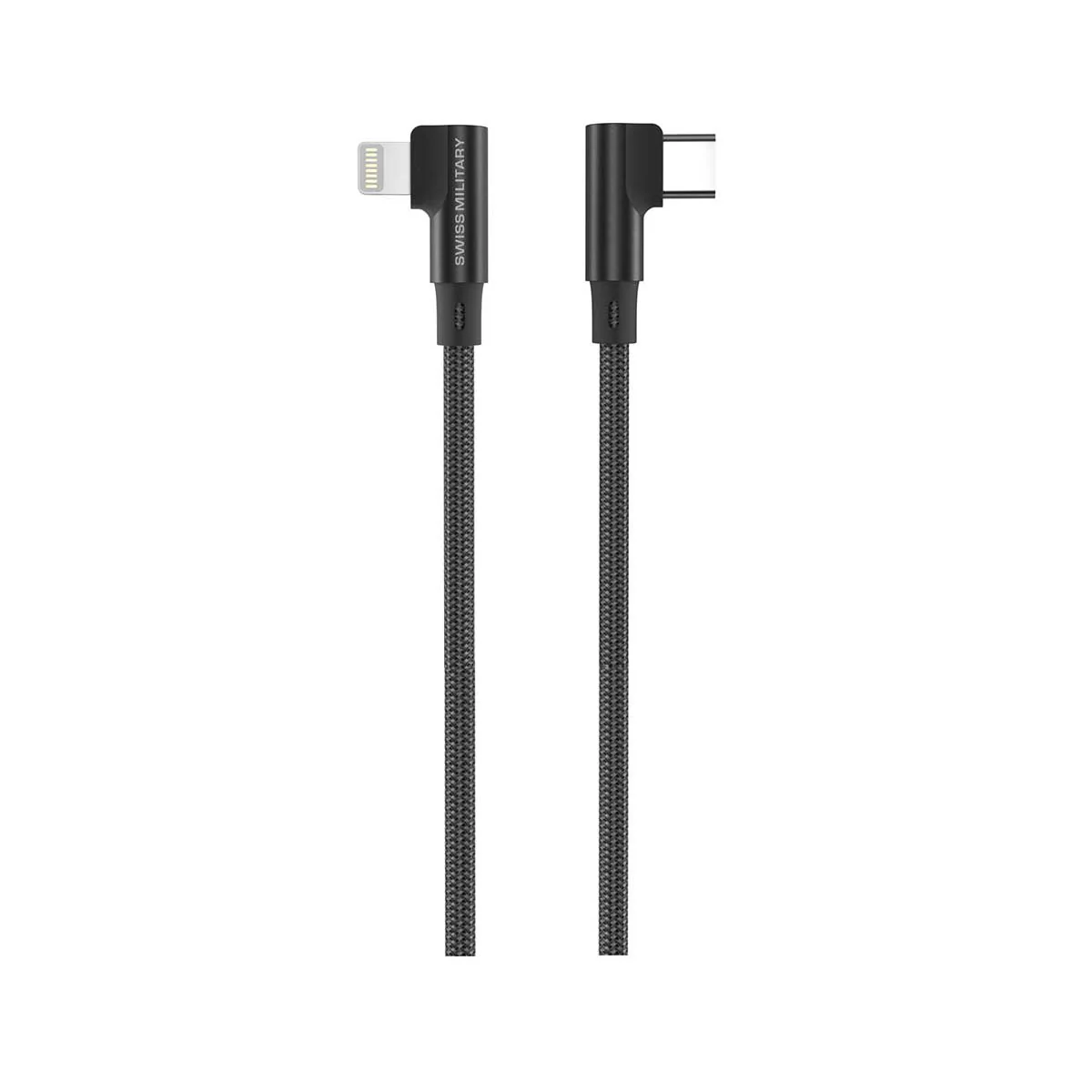 كيبل شحن Swiss Military USB-C إلى Lightning قوي بطول 2 متر – أسود