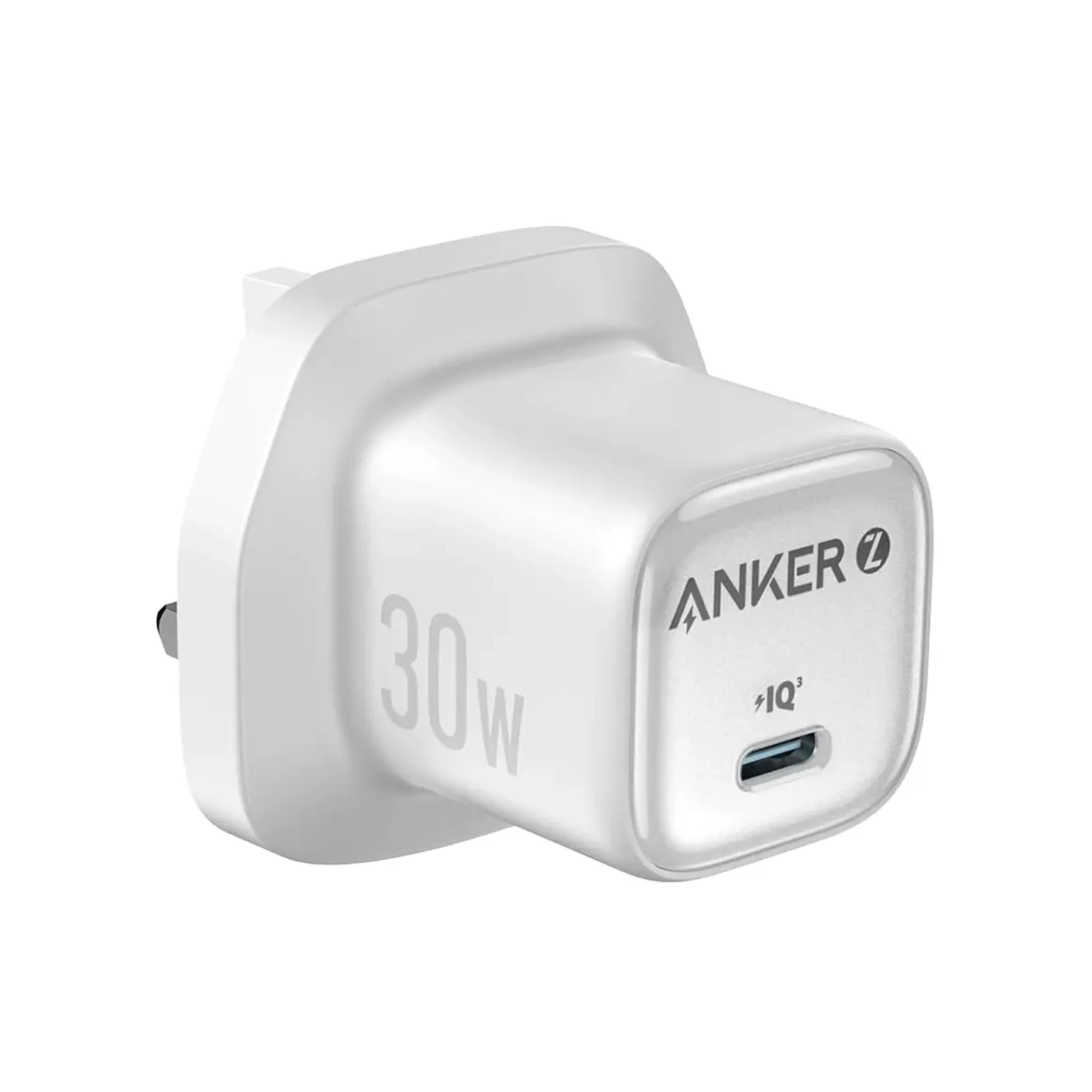 شاحن جداري  بقوة 30واط بمنفذ تايب سي بتقنية PD 3.0 من Anker Zolo  – أبيض