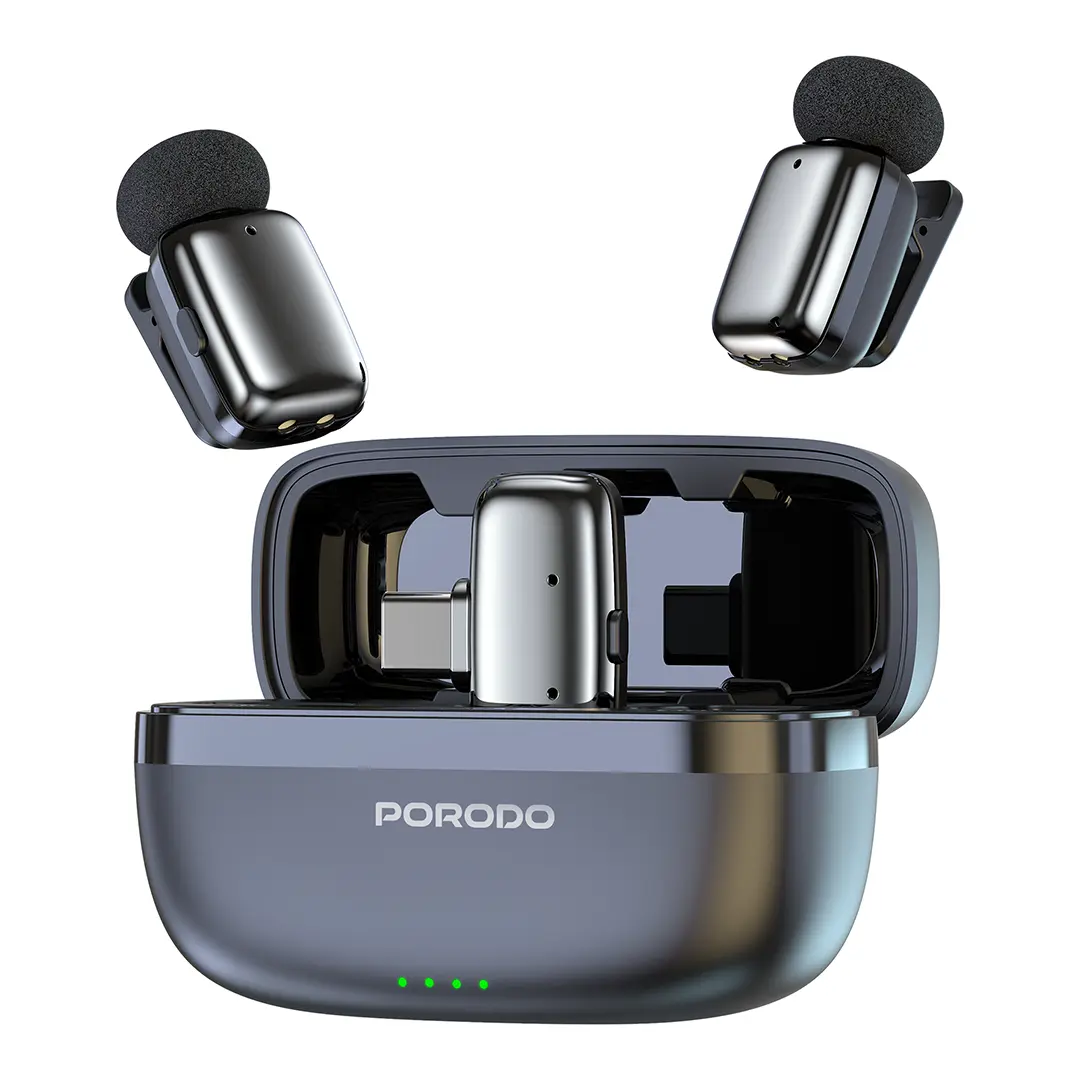 مايكروفون لاسلكي Porodo Lavalier بمنفذ Type-C – أسود
