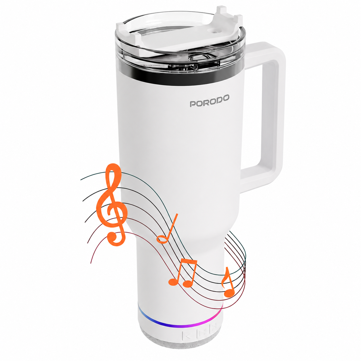 قاروره Porodo HydroTunes مع سماعة Bluetooth بسعة 1.2 لتر – أبيض