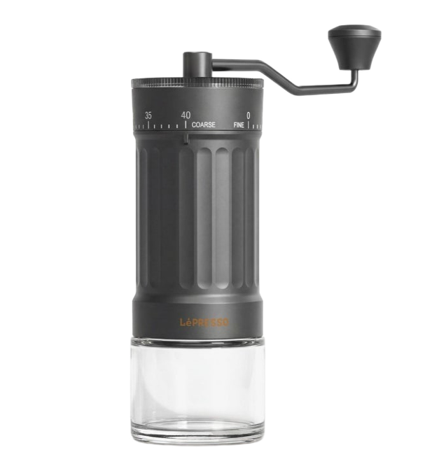 مطحنة قهوة يدوية LePresso CaffèTradizione مع 40 مستوى طحن – أسود