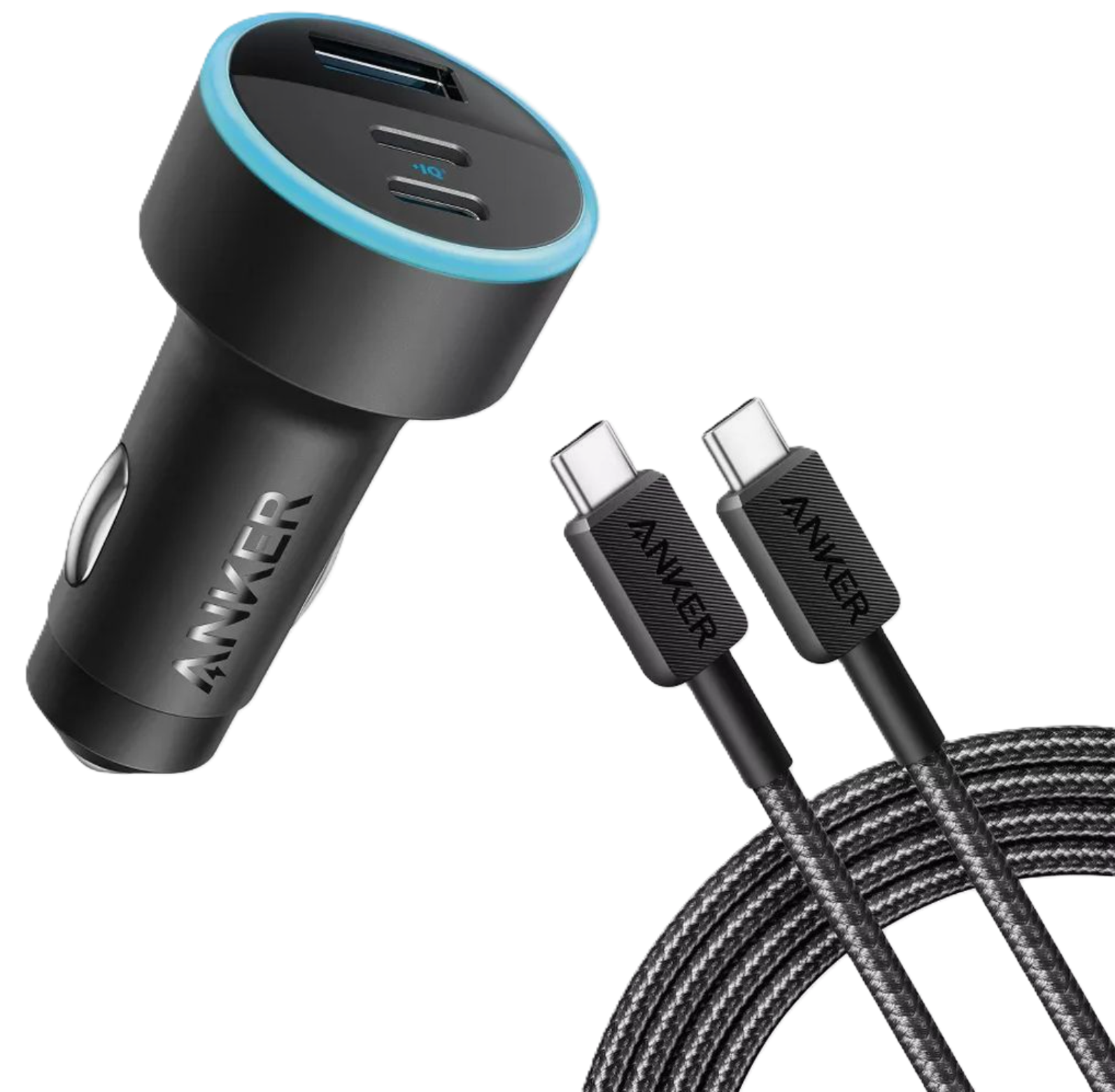 شاحن سيارة Anker 335 بقوة 67 واط 3 منافذ مع كيبل USB-C – أسود